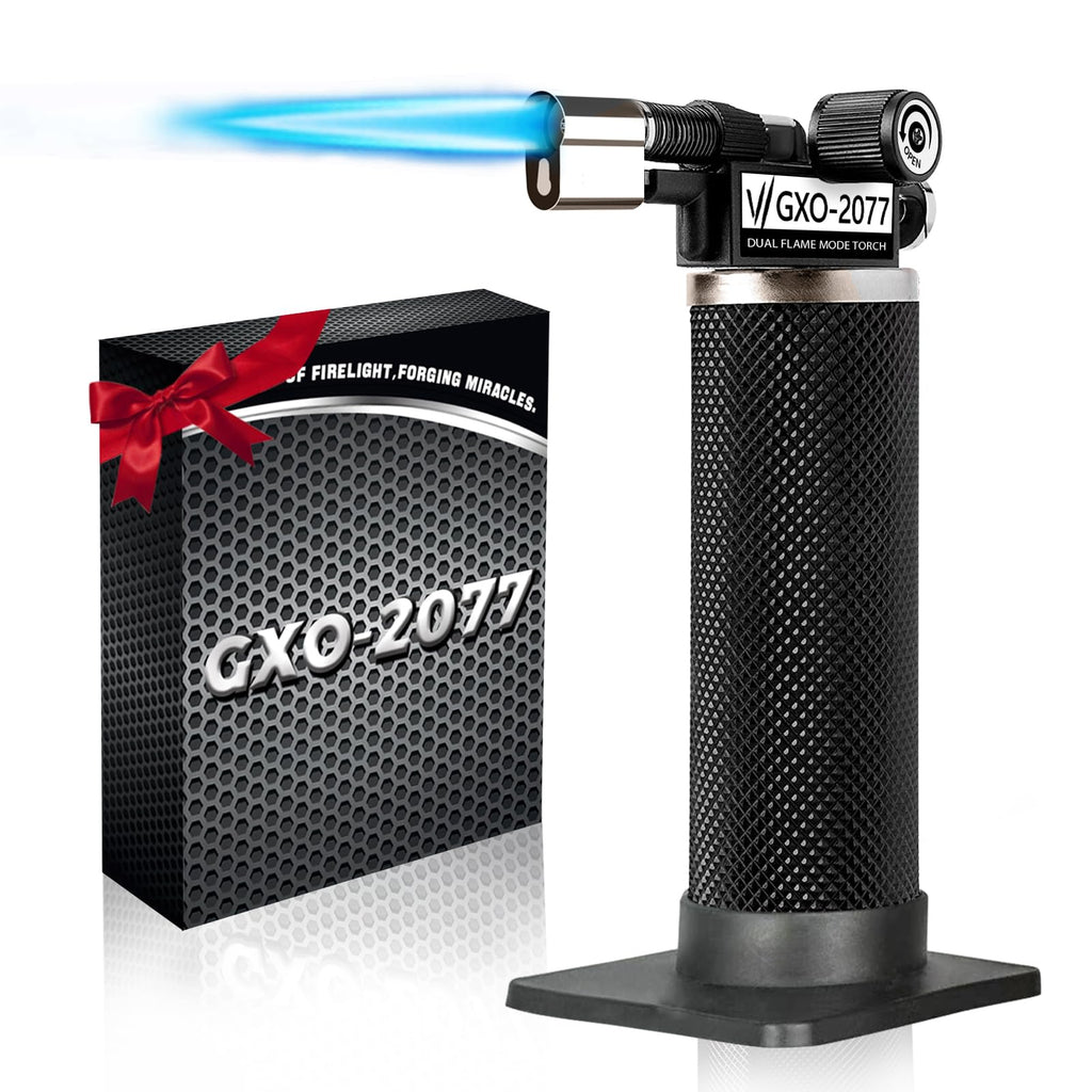 Butane Torch Lighter, Dual Flame Mode, Refillable, Adjustable Flame