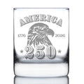 America's 250th Anniversary Engraved Rocks Glass Celebrate America's Birth Weighted Whiskey Glasses - 10.25 oz
