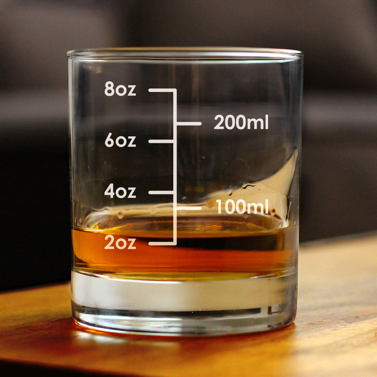 Cocktail Measuring Cup - Whiskey Rocks Glass - Engraved Measurement Lines for Bartender & Portion Control - Ounces and Metric - 10.25 oz Glasses